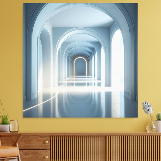 Blue Arch Corridor” キャンバスプリント (インサイチュ (リビング))