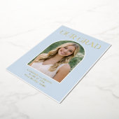 Blue Arch Photo Graduation Gold Foil Announcement 箔招待状 (回転した状態)