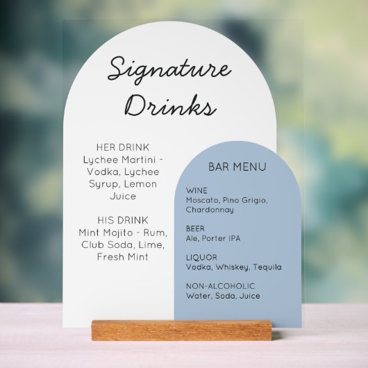 Blue Arch Wedding Bar Sign Custom Acrylic Display アクリルサイン (ニュートラル)