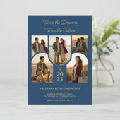 Blue Arched Collage Double Grads Twins TMF26 招待状 (スタンド正面)