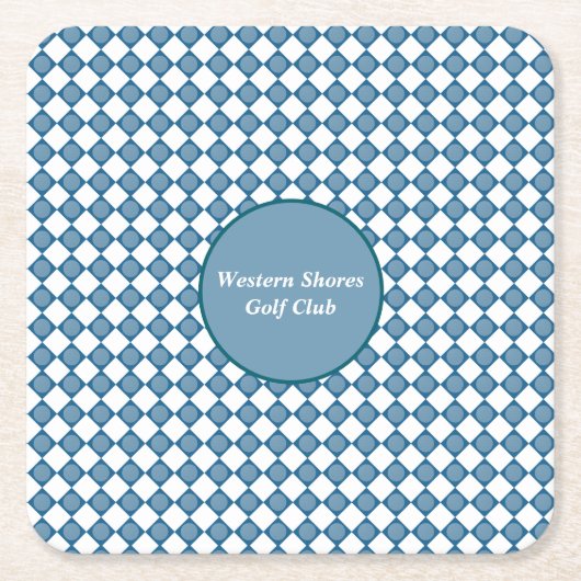 Blue Argyle Golf Pattern  スクエアペーパーコースター (正面)
