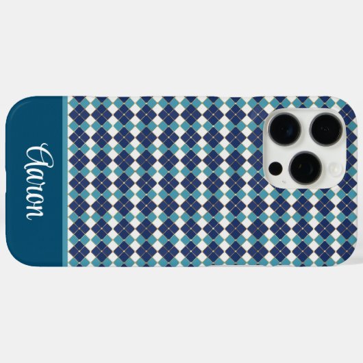 Blue Argyle Personalize Case-Mate iPhoneケース (裏面 (横))