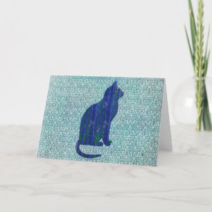 Blue Artノートカードのパターンに猫のパターン1 カード