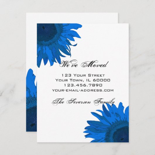 Blue Artポップ・アートの Sunflowers住所の変更 案内状 (正面/裏面)