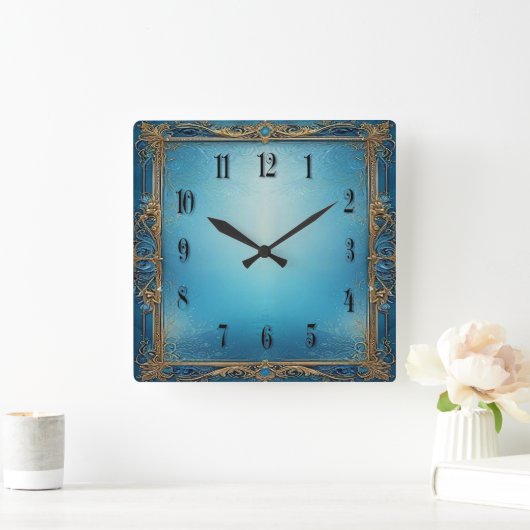 Blue Art  スクエア壁時計 (ホーム)