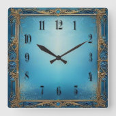 Blue Art  スクエア壁時計 (正面)
