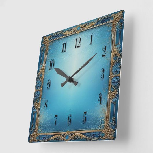 Blue Art  スクエア壁時計 (傾斜)