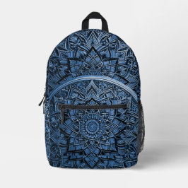 Blue Artistic Mandala Backpack プリントバックパック