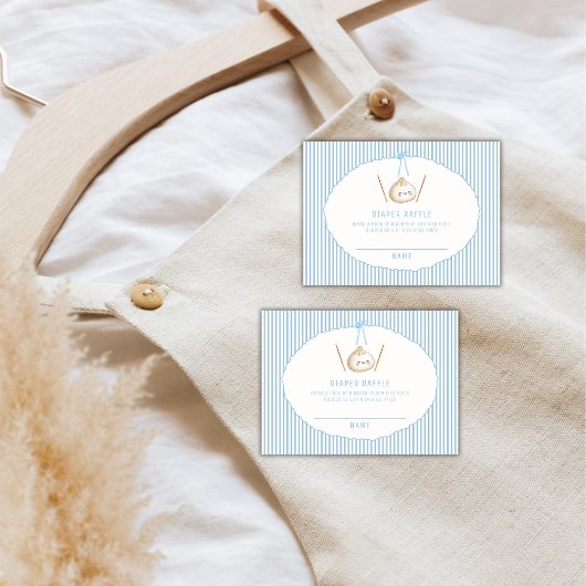 Blue Asian Dumpling Diaper Raffle Baby Shower  エンクロージャーカード