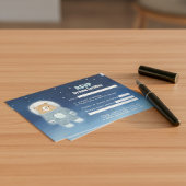 Blue Astromatt Bear Outer Space RSVPカード