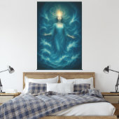 Blue Aura Water Goddess – Luxury Fine Art Canvas キャンバスプリント (インサイチュ (寝室))