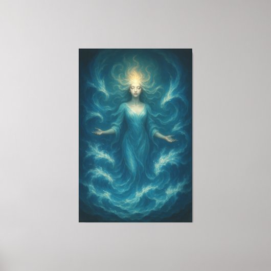Blue Aura Water Goddess – Luxury Fine Art Canvas キャンバスプリント (正面)