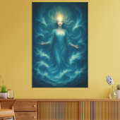 Blue Aura Water Goddess – Luxury Fine Art Canvas キャンバスプリント (インサイチュ (リビング))