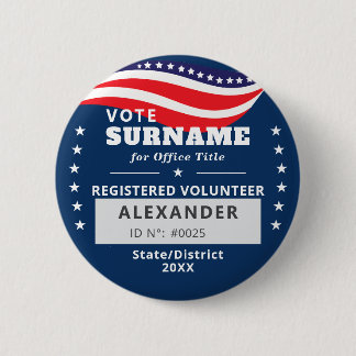 BLUE Authorized Volunteer 2026 Midterm Campaign ID 缶バッジ