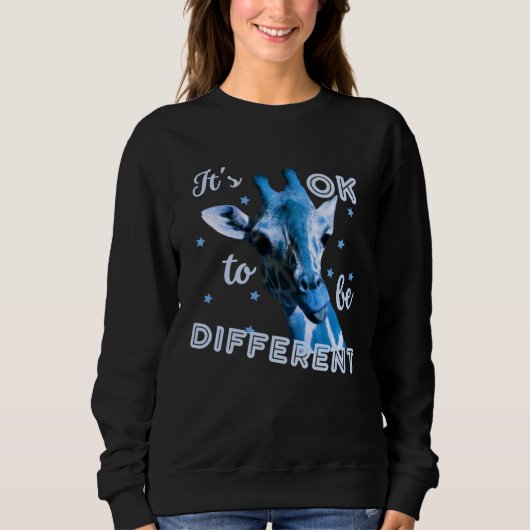 Blue Autism Awareness Cute Giraffe Its Ok To Be Di スウェットシャツ (正面)