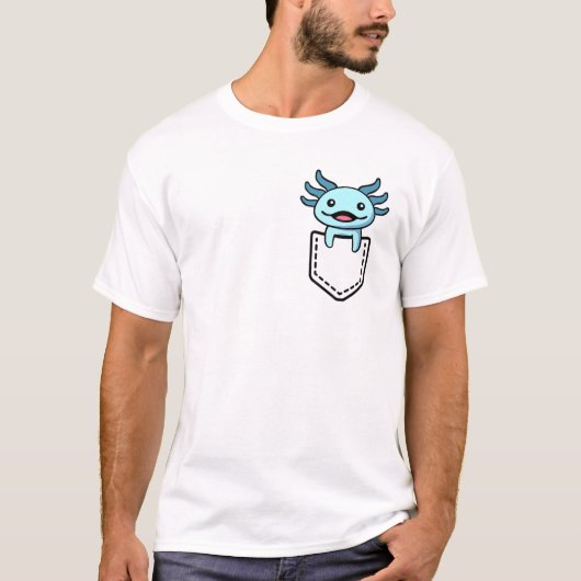 Blue Axolotl Pocket Salamander Mexican Walking Fis Tシャツ (正面)