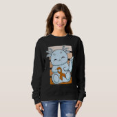 Blue Axolotl With Orange Ribbon For Leukemia Aware スウェットシャツ (正面フル)