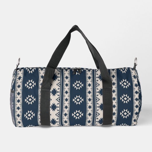 Blue Aztec Print Cut Sew Bag ダッフルバッグ (裏面)