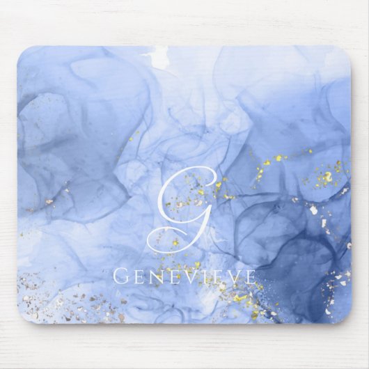 Blue Azure Waterカラーアルコールインクカスタマイズ可能 マウスパッド (正面)