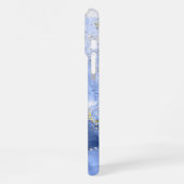 Blue Azure Waterカラーアルコールインクカスタマイズ可能 iPhoneケース (左側面)