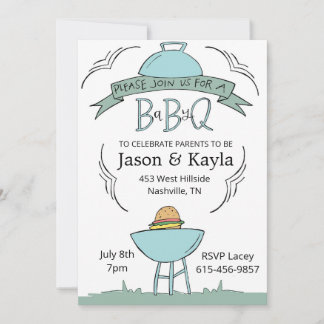 blue Baby BBQ invitation 招待状