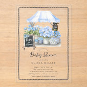 Blue Baby Bloom Shower Invitation アクリル招待状 (正面)