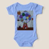 “Blue Baby Bodysuit with Colorful Balloon Illustra (デザイン正面)