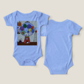 “Blue Baby Bodysuit with Colorful Balloon Illustra (デザイン正面&裏面)