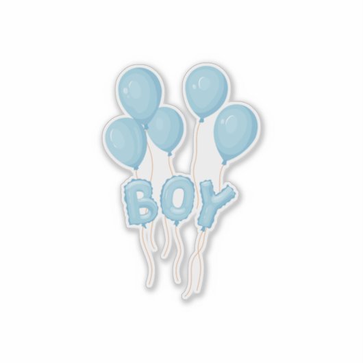 Blue Baby Boy Balloon Celebration  シール (正面)