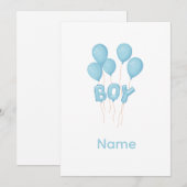 Blue Baby Boy Balloon Celebration  招待状 (正面/裏面)