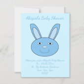 Blue Baby Boy Bunny Face Spring Easter Baby Shower マグネット招待状 (正面)