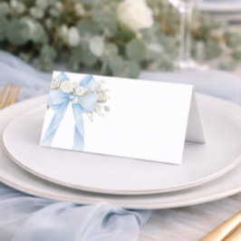 Blue Baby Boy Coquette Bow Eucalyptus プレイスカード