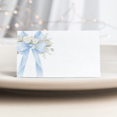 Blue Baby Boy Coquette Bow Eucalyptus プレイスカード
