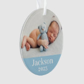 Blue Baby Boy Personalized Name Photo オーナメント (正面)