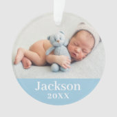 Blue Baby Boy Personalized Name Photo オーナメント (正面)