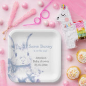 Blue Baby Bunny Baby Shower  ペーパープレート (パーティー)