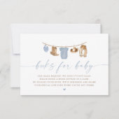 Blue Baby Clothesline Little Cowboy Baby Shower 招待状 (正面)