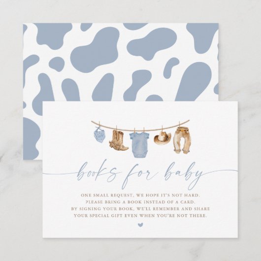 Blue Baby Clothesline Little Cowboy Baby Shower 招待状 (正面/裏面)