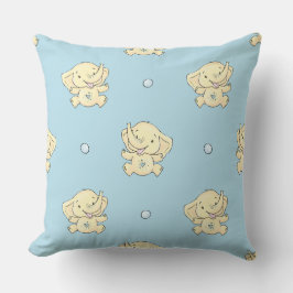 Blue Baby Elephant Nursery Throw Pillow クッション