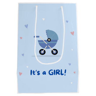 BLUE baby girl welcoming gift bag ミディアムペーパーバッグ