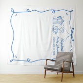 Blue Baby Is Brewing Coffee Baby Shower タペストリー (インサイチュ(横))