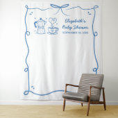 Blue Baby Is Brewing Coffee Baby Shower タペストリー (インサイチュ)