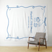 Blue Baby Is Brewing Coffee Baby Shower タペストリー (インサイチュ(横))