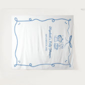 Blue Baby Is Brewing Coffee Baby Shower タペストリー (正面(横))