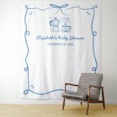 Blue Baby Is Brewing Coffee Baby Shower タペストリー (インサイチュ)
