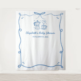 Blue Baby Is Brewing Coffee Baby Shower タペストリー