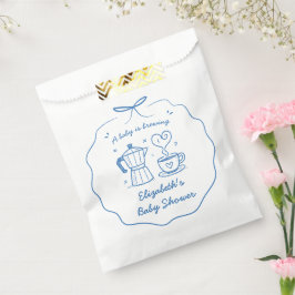 Blue Baby Is Brewing Coffee Baby Shower Favor Bag, フェイバーバッグ