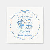Blue Baby Is Brewing Coffee Baby Shower Napkin スタンダードカクテルナプキン (正面)