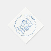 Blue Baby Is Brewing Coffee Baby Shower Napkin スタンダードカクテルナプキン (角)
