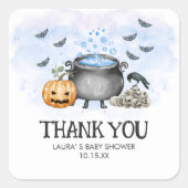Blue Baby is Brewing Halloween Baby Shower  スクエアシール (正面)